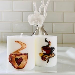 Handcrafted Coffee Time Scented Candle Set.